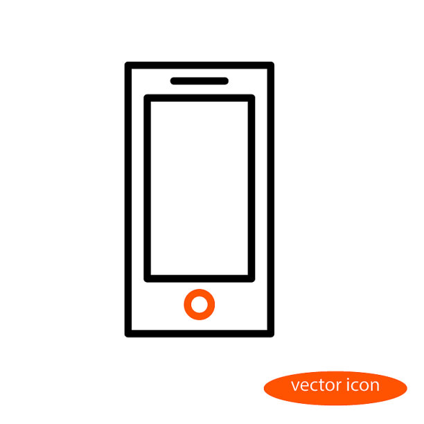 一个带有橙色的智能手机的线性图像图片下载
