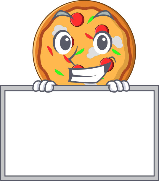 咧嘴笑板披萨卡通风格的人物图片下载