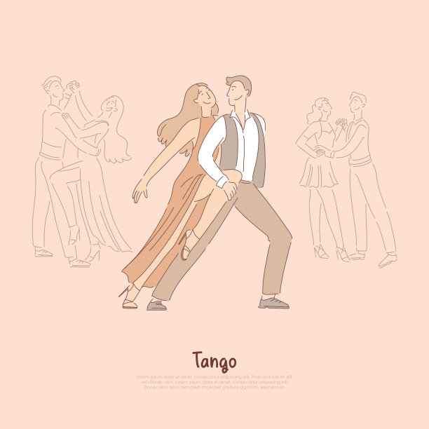 专业舞者男和优雅的红色女子图片下载