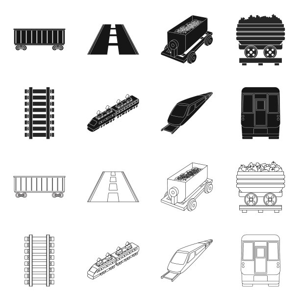 设计铁路和火车标志套图片下载