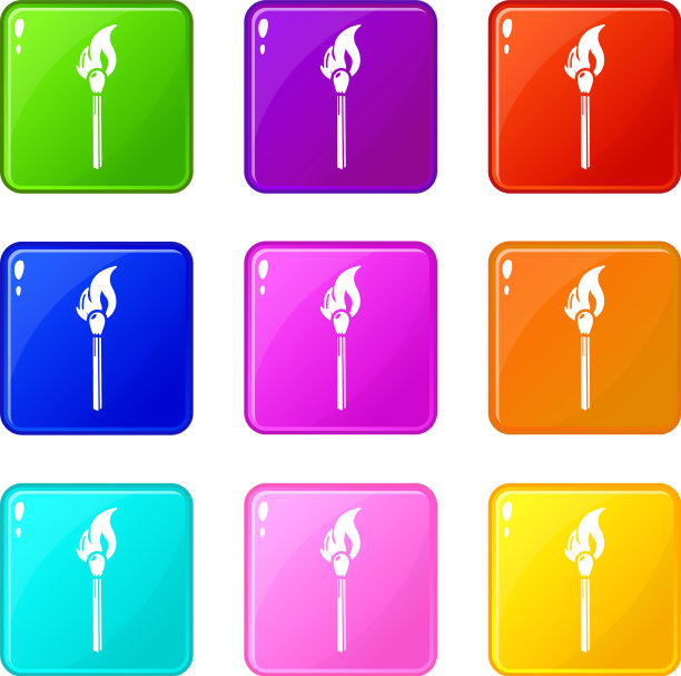 燃烧火柴图标简单的黑色风格图片下载