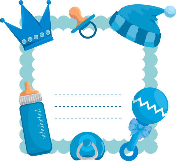 带奶瓶和帽子的沐浴卡图片下载