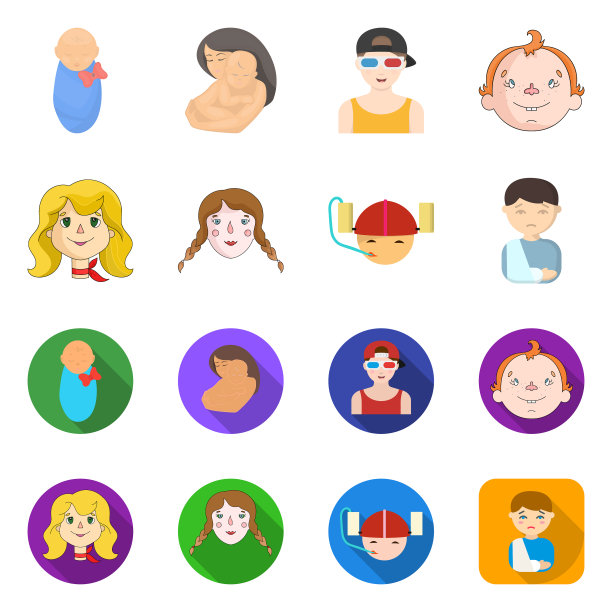 孤立对象女孩和男孩图标收集图片下载