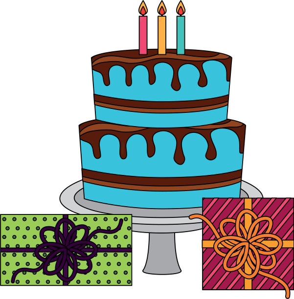 甜蛋糕与礼盒呈现孤立的图标图片下载