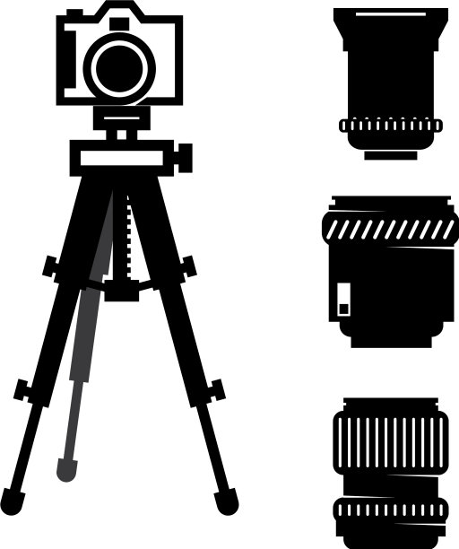 带镜头的三脚架照相机图片下载