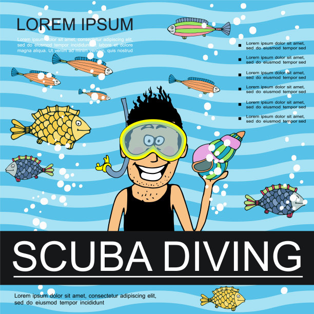 手绘潜水五彩缤纷的概念图片下载