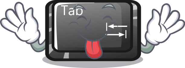 舌头伸出按钮TAB与吉祥物隔离图片下载