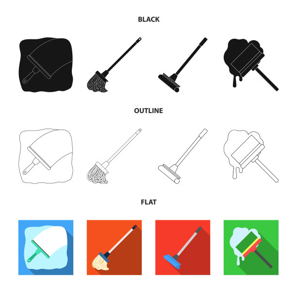 隔离物体拖把和扫把标志设置拖把图片下载