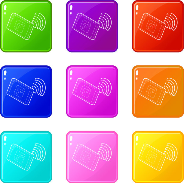 带有GPS和wifi标志的平板电脑图标设置9种颜色图片下载