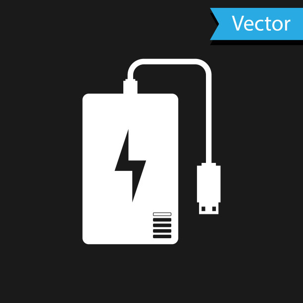 带有不同充电线图标的白色电源组图片下载