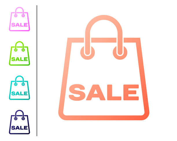 珊瑚购物袋与铭文销售图标图片下载