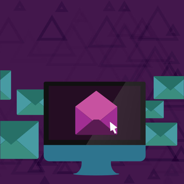 电脑屏幕用开放的彩色信封和小图片下载