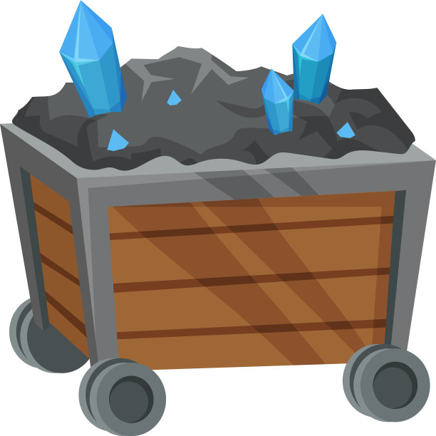 矿石与晶体小车在白色背景图片下载