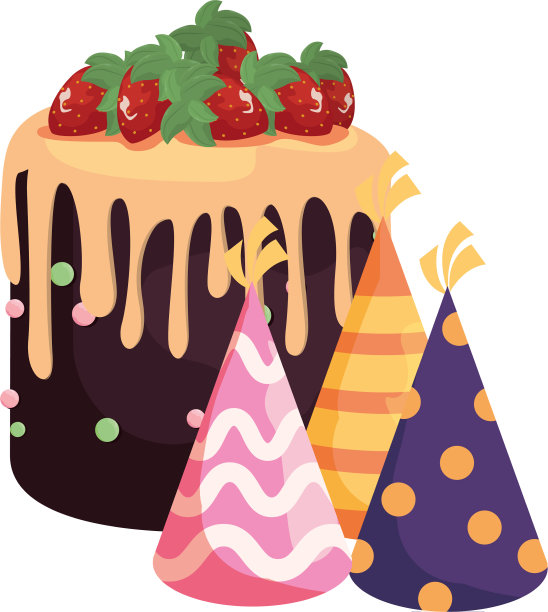 庆祝生日蛋糕和派对帽子图片下载