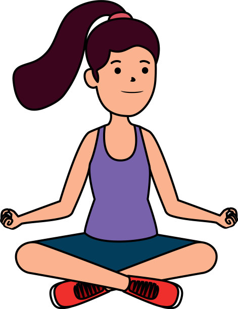 快乐的运动女孩练习瑜伽图片下载