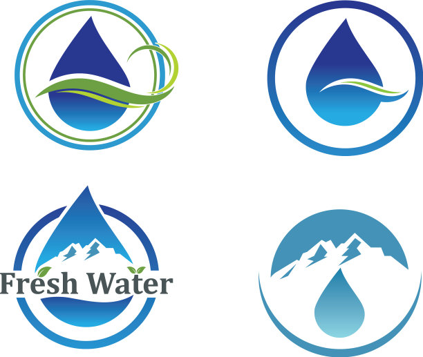 水滴和山的标志为图标设计图片下载