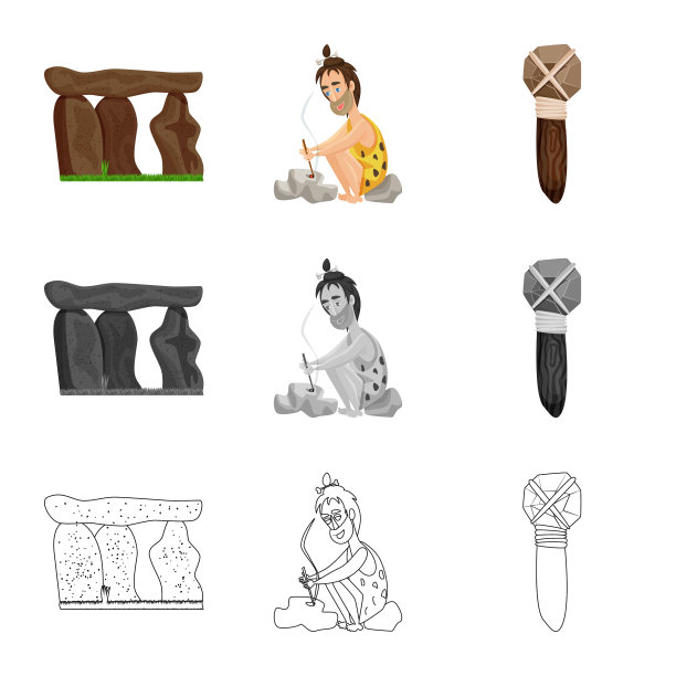 孤立的物体进化和史前图标图片下载