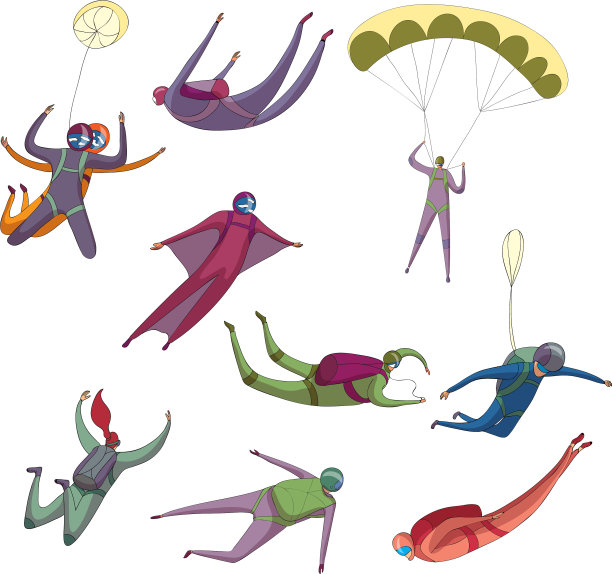 设置图像不同的跳伞者图片下载