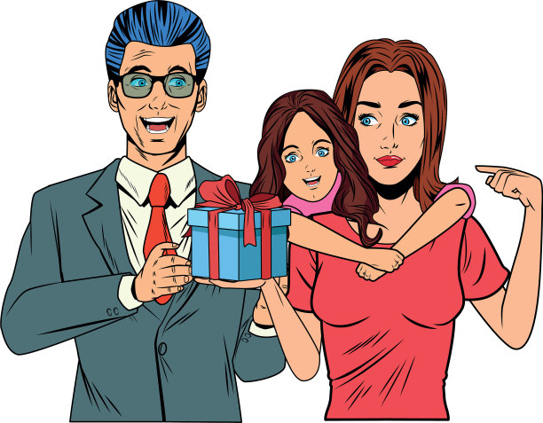 家庭头像与礼盒图片下载