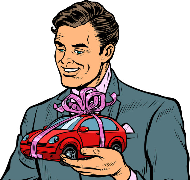 商人赠送礼品，销售汽车隔离图片下载