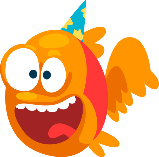滑稽的微笑鱼在派对帽子小海图片下载