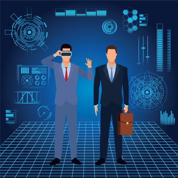 商人戴着虚拟现实耳机图片下载