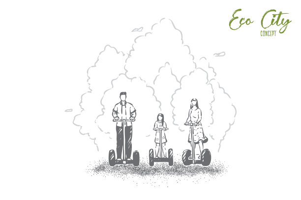 在公园乘坐自平衡个人运输车图片下载