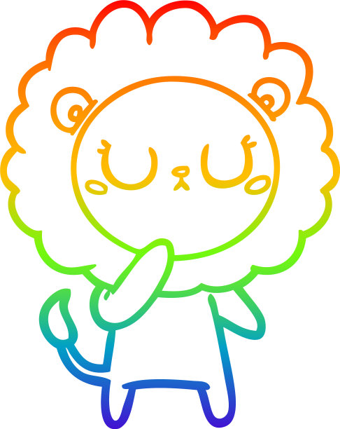 彩虹渐变线画卡通狮子图片下载
