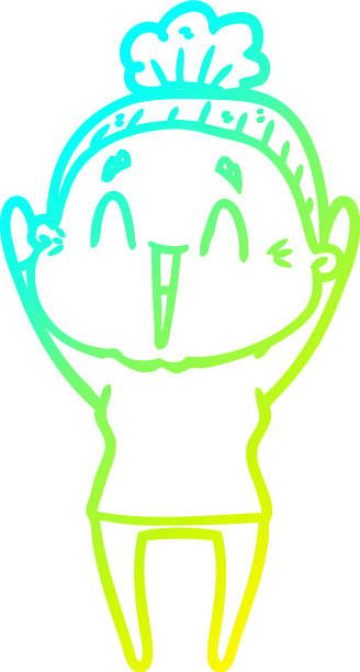 冷梯度线画卡通快乐老太太图片下载