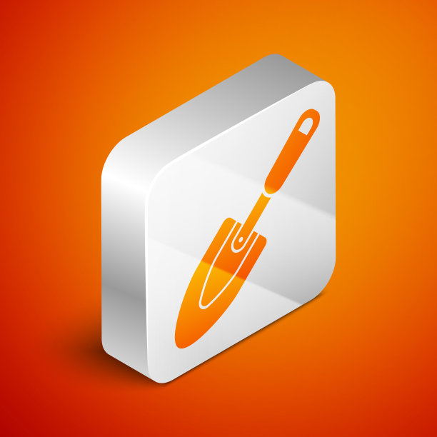 等距花园泥铲、铁锹或铁铲图标图片下载