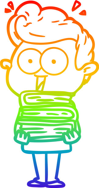 彩虹渐变线画卡通瞪人图片下载