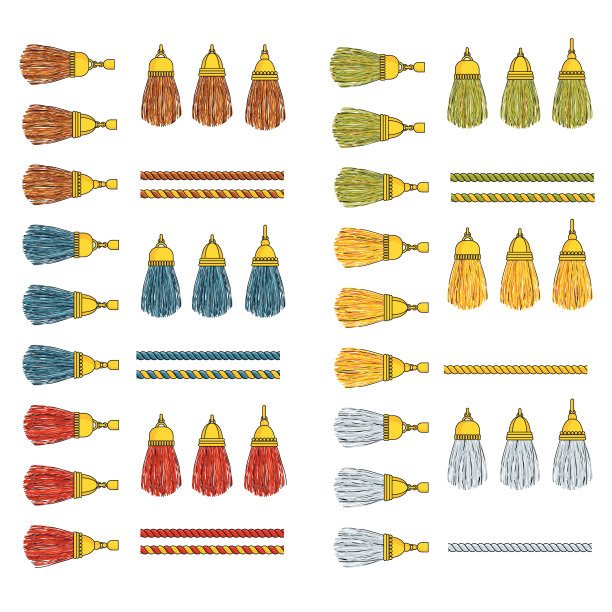 沉重的丝绸流苏与黄金配件在扭曲图片下载