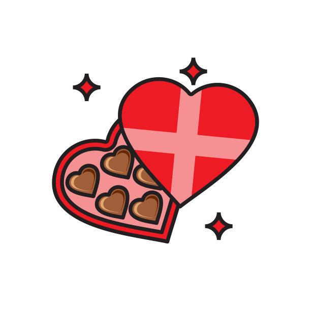 情人节礼物图标上的白色背景图片下载