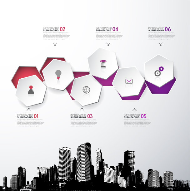 信息图表模板与五个圆圈图标和图片下载