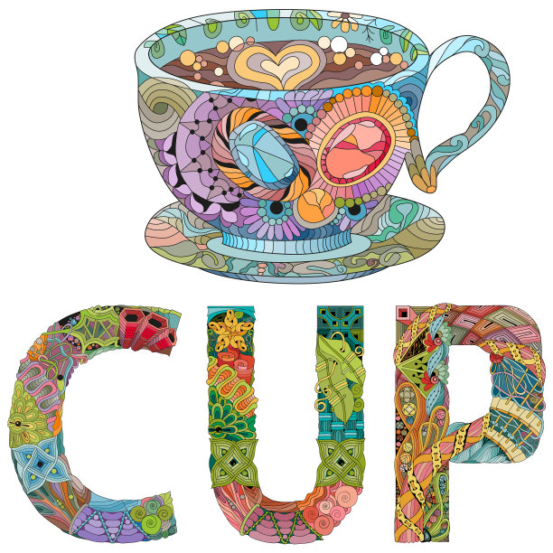 字杯与杯廓装饰图片下载