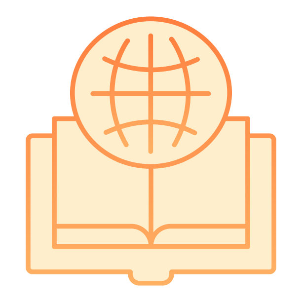 外语书平面图标地球仪和书图片下载