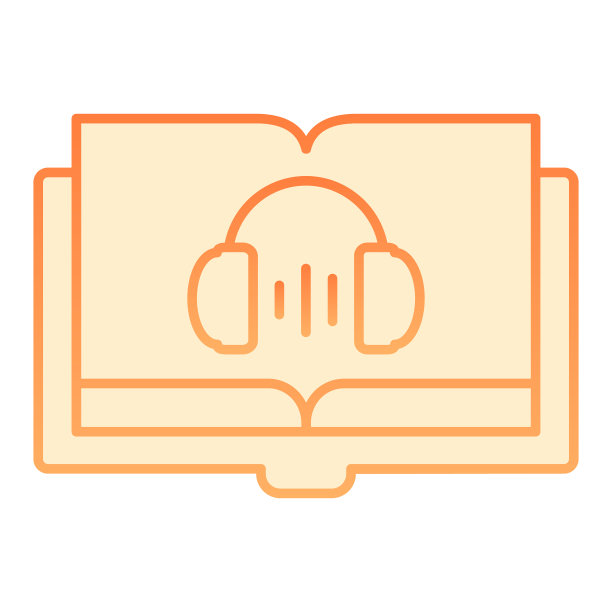 有声书平面图标有声指南橙色图标中图片下载