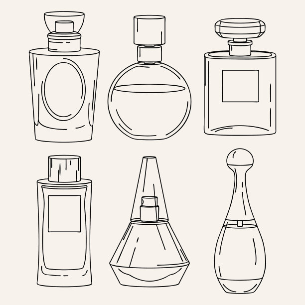 线条画套装香水图片下载