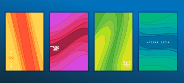 一套最小的模板在剪纸风格设计图片下载