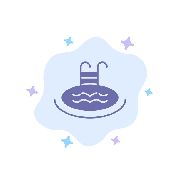 酒店游泳池游泳服务的蓝色图标上抽象图片下载