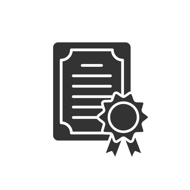 证书图标在平面风格的许可证徽章上图片下载