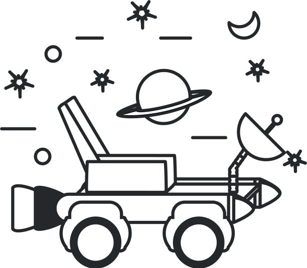 太空探索车与行星土星和设置图片下载