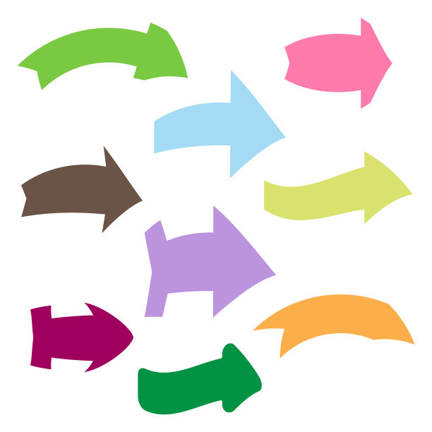 九种不同颜色的箭头图片下载