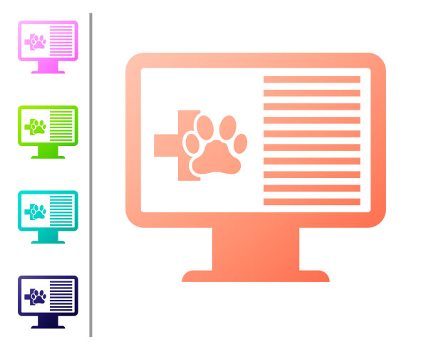 珊瑚医疗临床记录宠物监视器上的图标图片下载