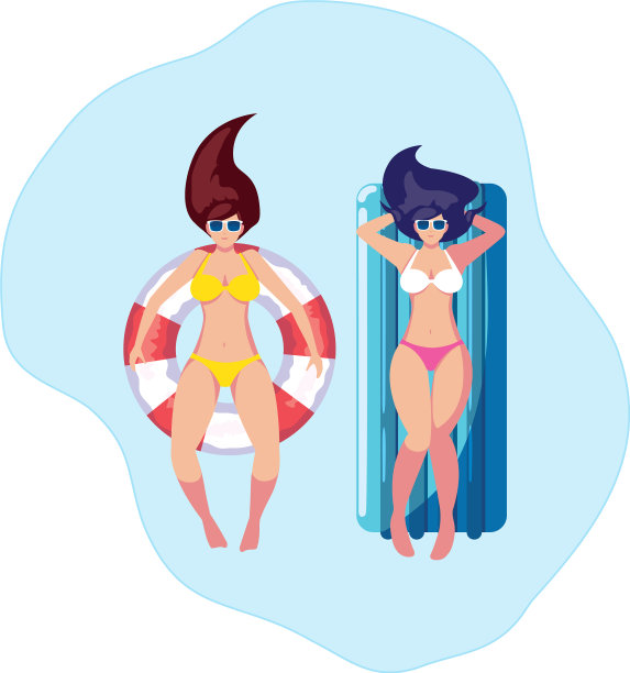 穿着救生衣和床垫的女孩图片下载