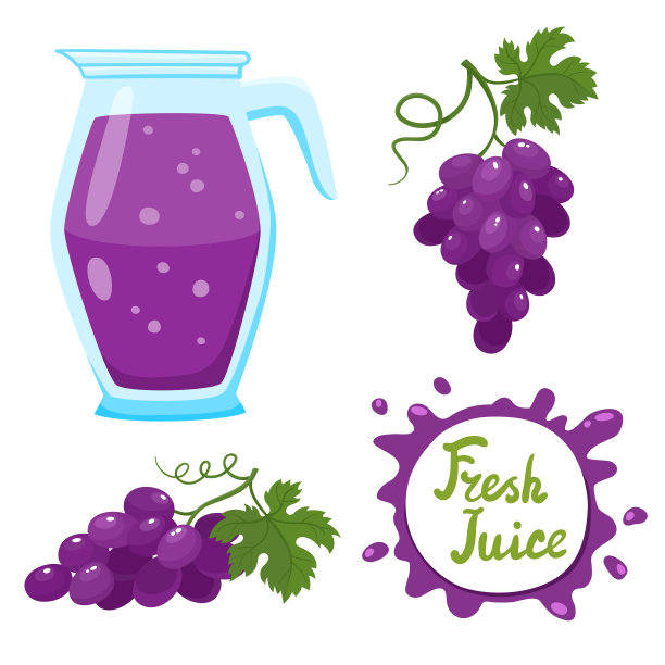 套葡萄汁和浆果孤立上图片下载