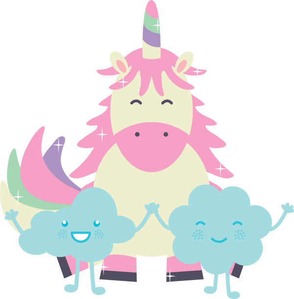 可爱可爱的独角兽和云中可爱的仙女图片下载