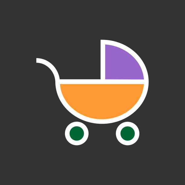 婴儿车图标平网线图标在黑色的背景图片下载