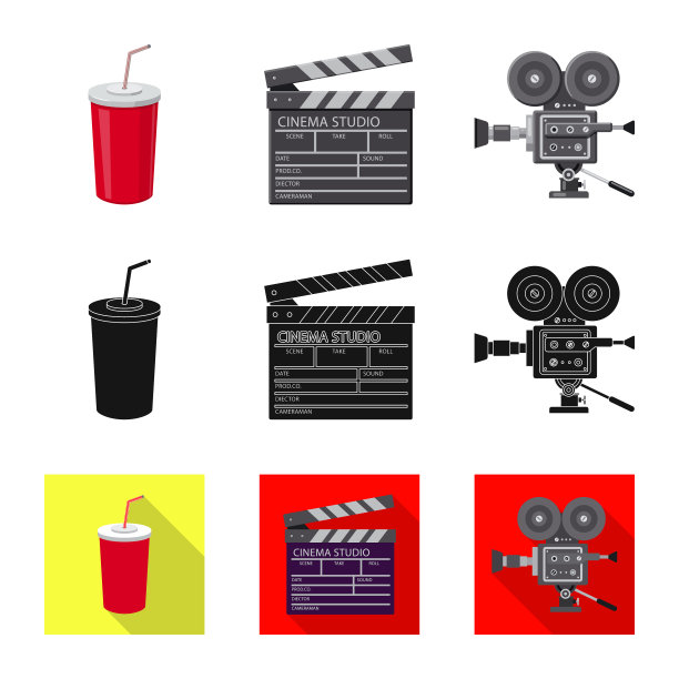 设计电视和电影标志集图片下载