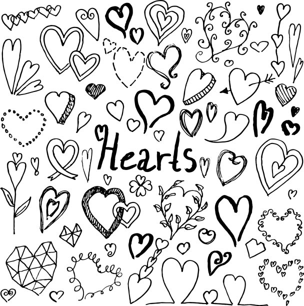 一套手绘涂鸦心图片下载